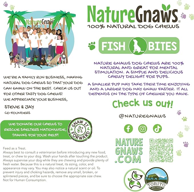 Nature Gnaws Fish Bites for Dogs - Natural Dog Treats – Premium Cod & Salmon Chewy Training Reward – 1 Lb