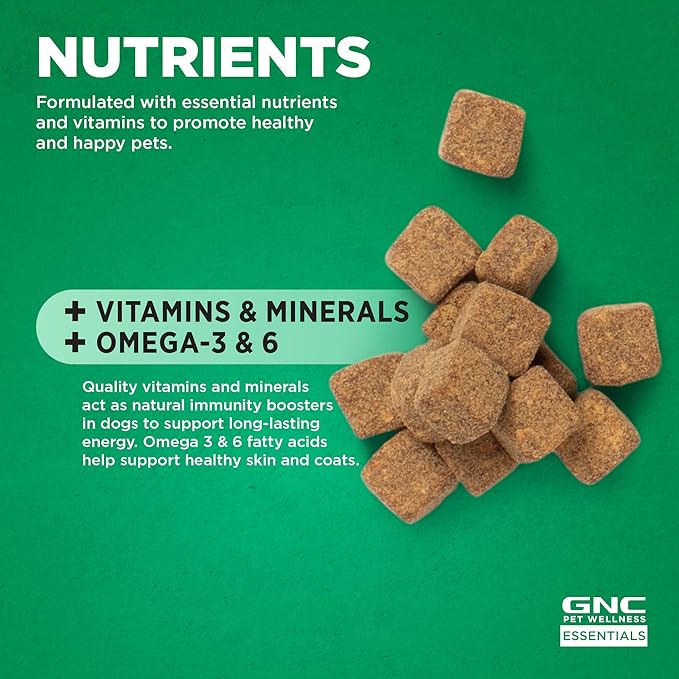 GNC Essentials Dog Multivitamin Soft Chews - 60 ct Salmon Oil Dog Supplement Immune Booster - Bacon Flavor Chewable Dog Multivitamin with Vitamins and Minerals