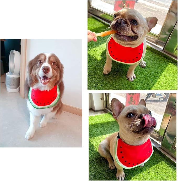 Pet Dog Bandana Watermelon Neckerchief Costume Accessory Summer Waterproof Bib for Medium & Large Dogs