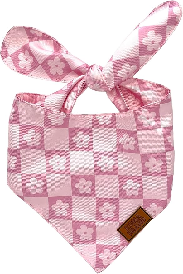 KonaBrandCo- Premium Handmade Dog Bandana | Dual Layered Silky Durable Polyester Fabric | Adjustable Fit Custom Shape- Won't Roll (Large, BELLA)