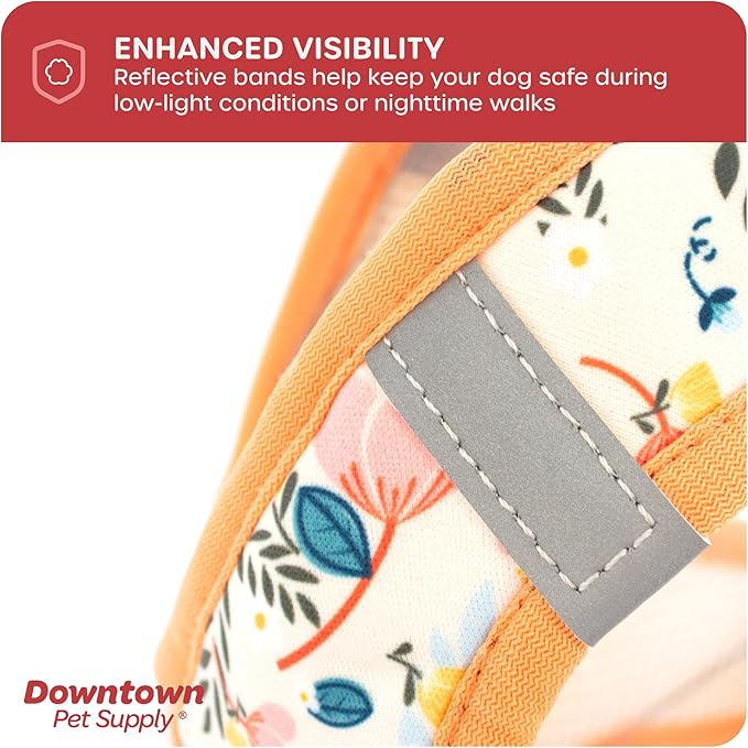 Downtown Pet Supply Step in Dog Harness No Pull, X-Large, Floral - Adjustable Harness with Padded Mesh Fabric and Reflective Trim - Buckle Strap Harness for Dogs
