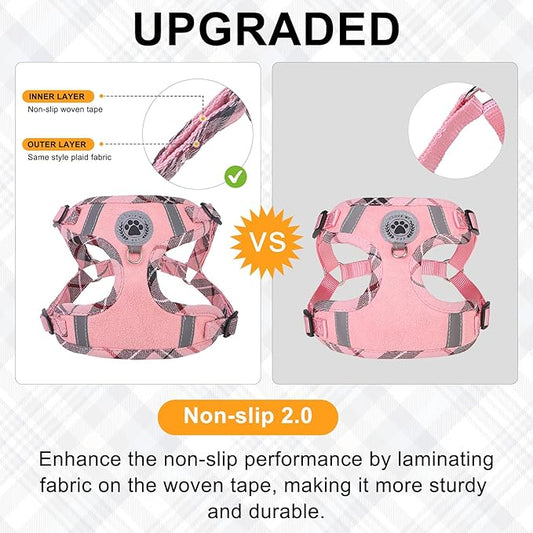 BEAUTYZOO Step in Dog Harness Collar and Leash Set for Small Medium Large Dogs, No Pull No Choke Puppy Harness, Soft Mesh Reflective Pet Padded Vest Adjustable for Doggie Girl or Boy,Chihuahua, Pink S