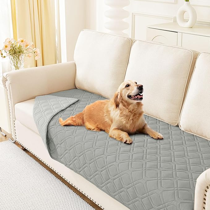 hyha Waterproof Dog Bed Blanket, Soft Pet Blankets, Waterproof Couch Cover for Dogs, Reversible Sofa Covers Washable for Furniture (30x70 Inch, Grey/Light Grey)