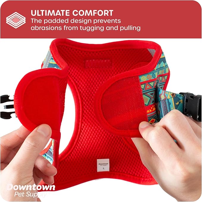 Downtown Pet Supply Step in Dog Harness No Pull, X-Large, Tribal - Adjustable Harness with Padded Mesh Fabric and Reflective Trim - Buckle Strap Harness for Dogs