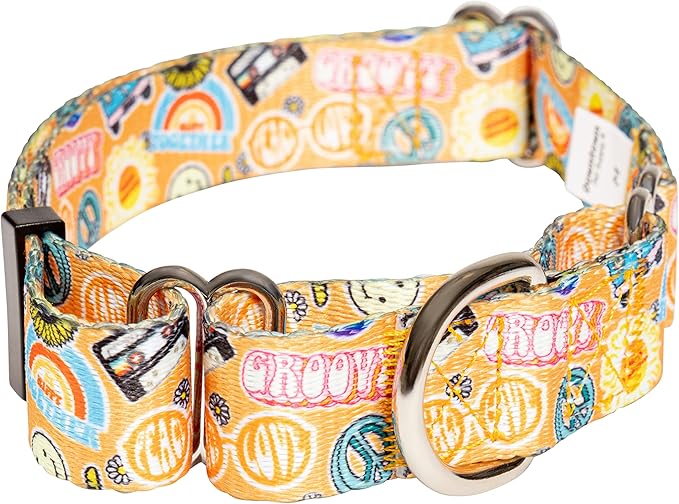 Downtown Pet Supply - Martingale Collar for Dogs - Dog Training Collar - Big, Wide & Thick Dog Collar - Escape-Proof, Weatherproof, Durable and Comfortable - Good Vibes - Extra Large Dog Collar
