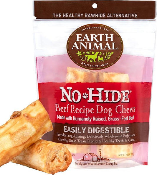 Earth Animal No Hide Small Long Lasting Dog Chew Rolls, Beef, 2 Count Pack of 1