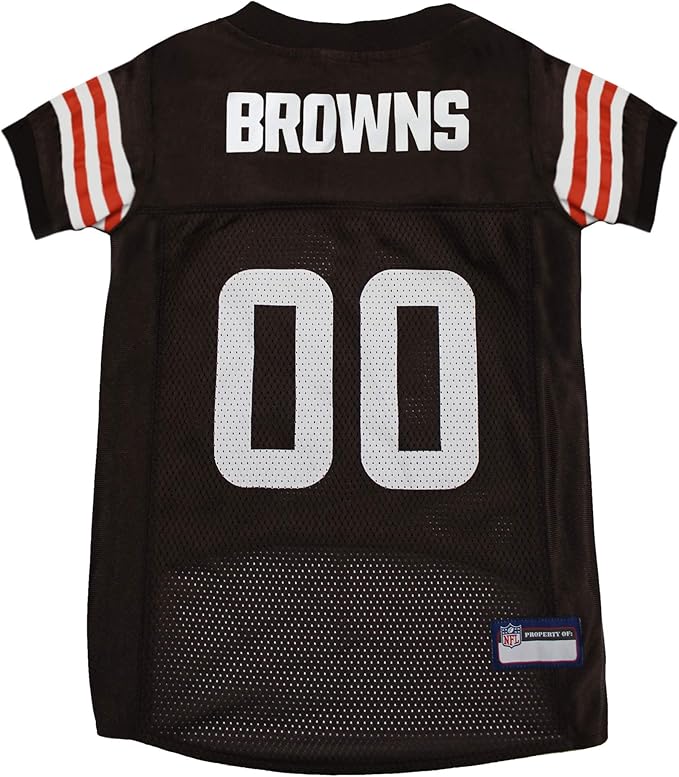 Pets First NFL Cleveland Browns Dog Jersey, Size Small. Best Football Jersey Costume for Dogs & Cats. Licensed Shirt