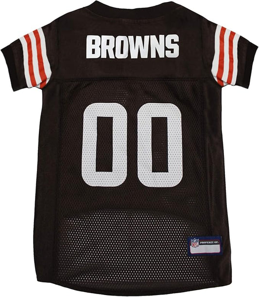 Pets First NFL Cleveland Browns Dog Jersey, Size Small. Best Football Jersey Costume for Dogs & Cats. Licensed Shirt