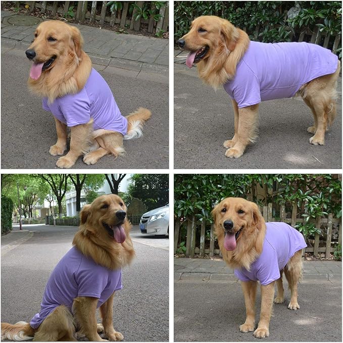 Lovelonglong Pet Clothing Dog Costumes Basic Blank T-Shirt Tee Shirts for Large Dogs Violet XXXXL