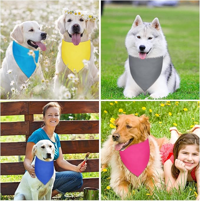 Sadnyy 60 Pcs Dog Bandanas Bulk Heat Transfer Pet Bibs Sublimation Bandana Blank DIY Triangle Washable Bibs Scarfs Adjustable Pet Bandana Kerchief Apparel Accessories for Dog Puppy Cat(XL Size)