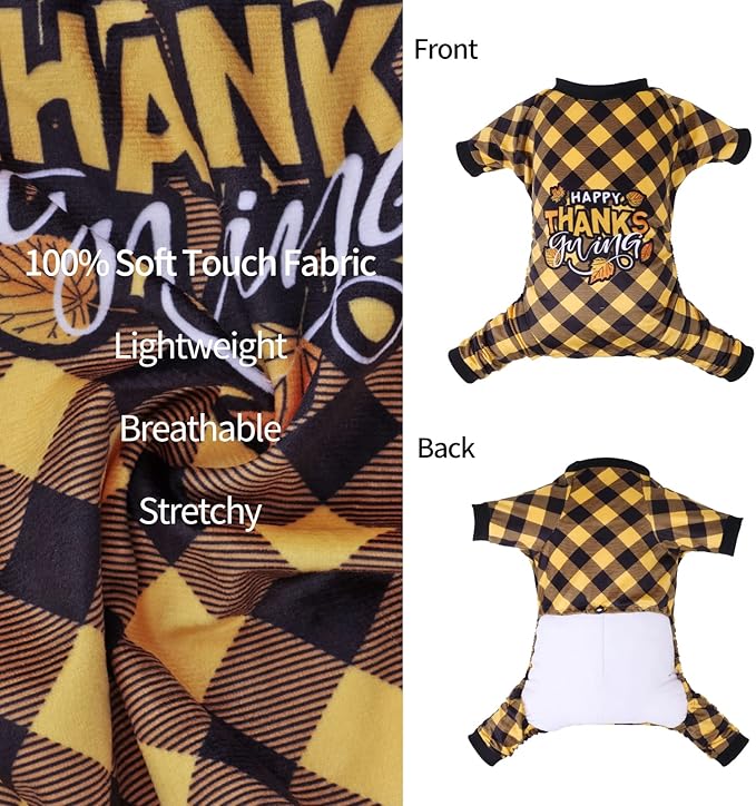 CuteBone Thanksgiving Dog Pajamas Costumes Pet Clothes Cat Apparel Shirt Winter Holiday Cute Pjs Outfits for Doggie Onesies P261L