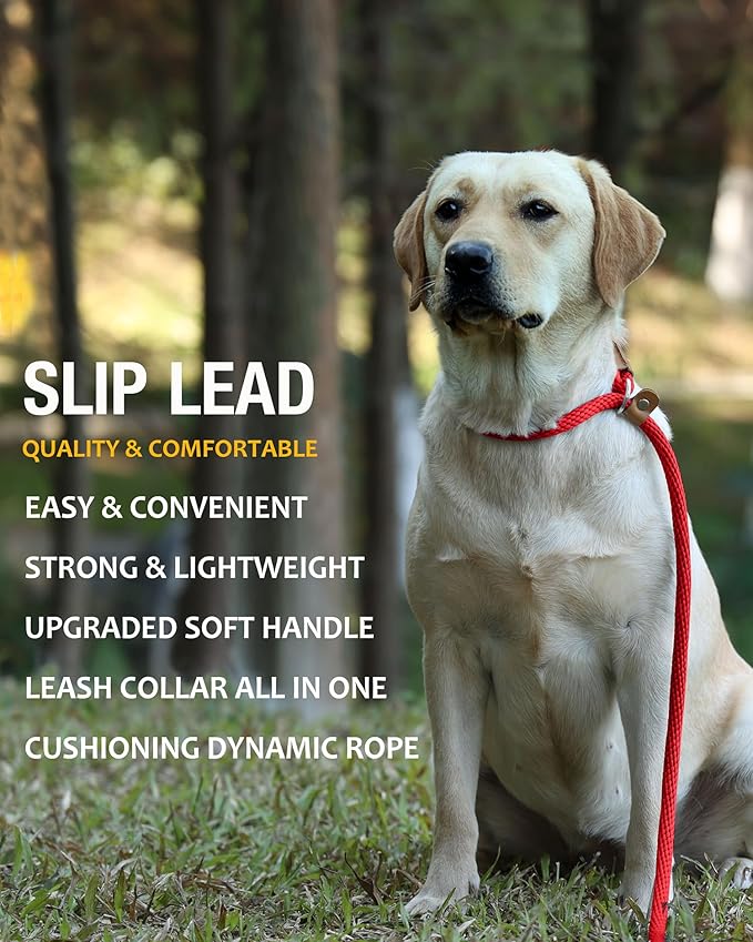 lynxking Slip Lead Dog Leash 6 FT x 1/2 inches Strong Heavy Duty Dog Rope Leash Braided Comfortable Handle for Small Medium Large Dogs