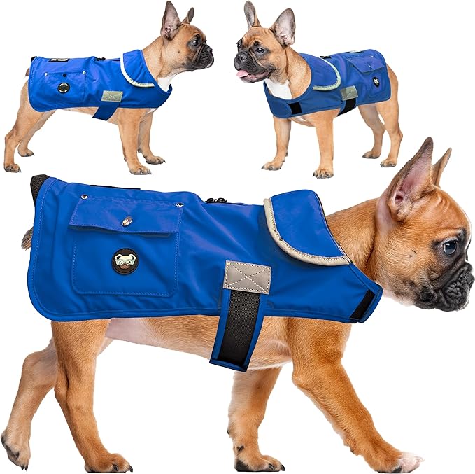 Joyride Harness FrostFlex Dog Winter Jacket - Fleece Lined & Water-Resistant - Snowsuit with Pockets for Treats & Poop Bags - Durable Cold Weather Dog Coat - Blue Serenity-XS