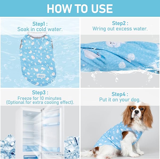 KYEESE 2 Pack Dog Cooling Shirts Breathable Instant Cooling Dogs Vest Lightweight for Summer Dog Clothes