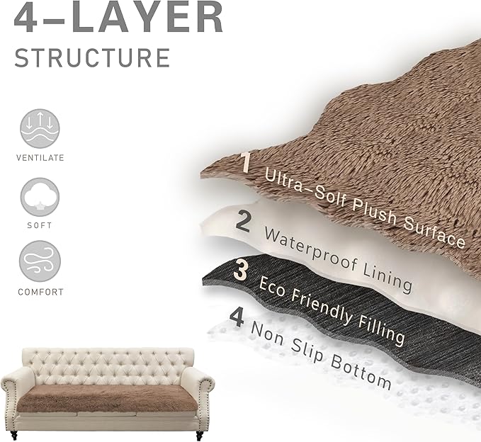 Waterproof Dog Bed Cover, Soft Plush Pet Blanket with Anti-Slip Back for Bed Couch Sofa, Furniture Protector for Small, Medium and Large Dogs and Cats (Brown, 30"x53")