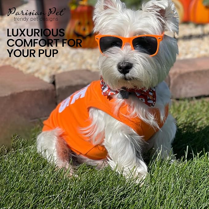 Parisian Pet Dog T-Shirt - Embroidered ' Free Hugs ' Dogs Apparel - 100% Cotton, Dog Clothes - Sleeveless Doggy Tank Top - Machine Washable Shirts for Small Dogs XS