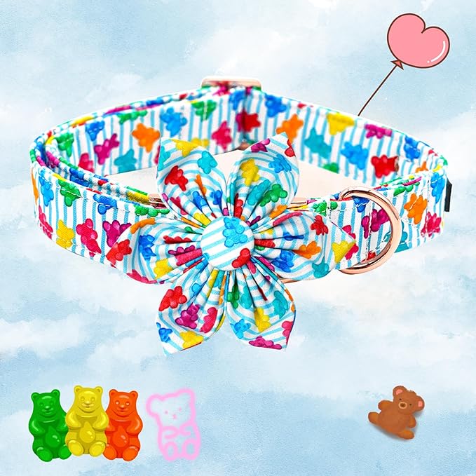 Elegant little tail Dog Collar, Dog Collar with Flower Boy Girl Pet Collar Flowers Soft Durable Dog Flower Collar for Medium Dogs