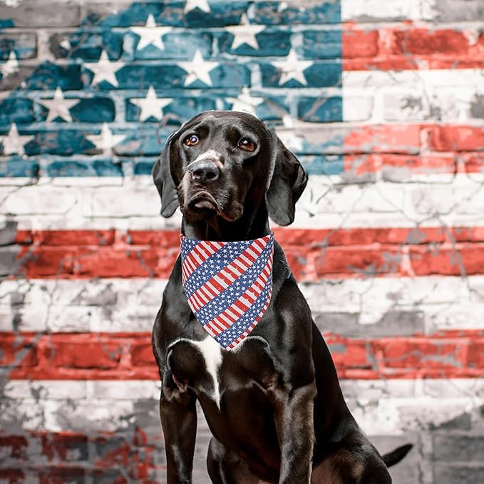 ADOGGYGO 4 Pack American Flag Dog Bandanas, Red Blue USA Flag Star Pet Scarf Bib, Pet 4th of July Bandanas Costume Accessories for Extra Large Dogs (X-Large)