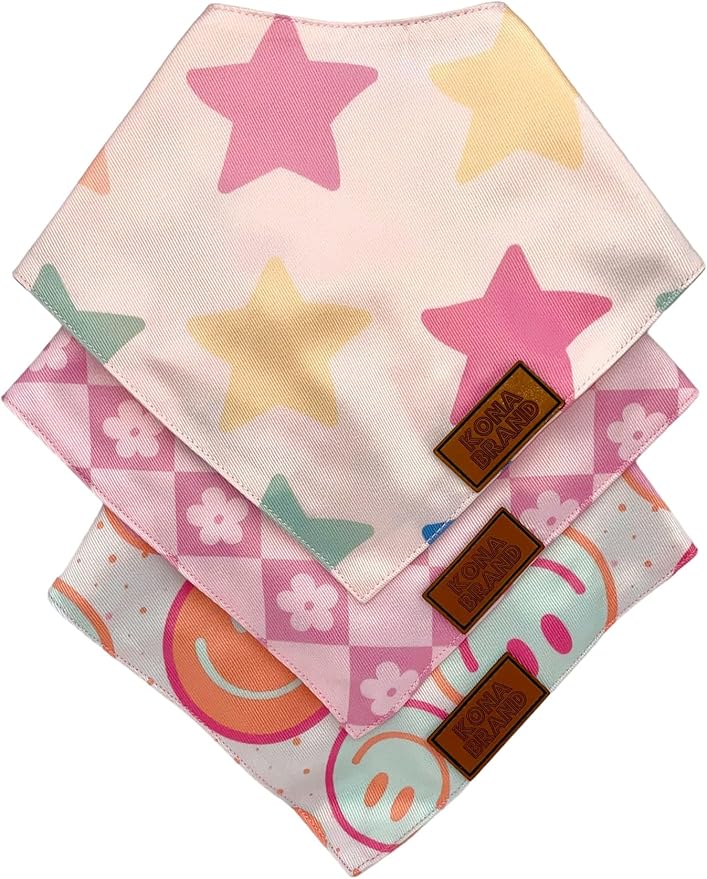 KonaBrandCo- Premium Handmade Dog Bandana | Dual Layered Silky Durable Polyester Fabric | Adjustable Fit Custom Shape- Won't Roll (Large, REESE)