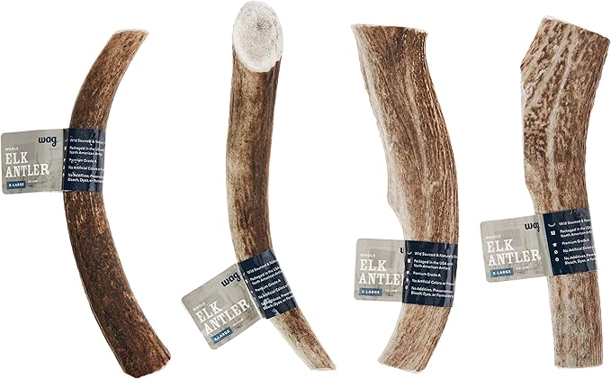 Amazon Brand - Wag Elk Antler - Whole - Long Lasting for Aggressive Chewers - X-Large 9.5-10.5 inches (Best for Dogs over 45 lbs)