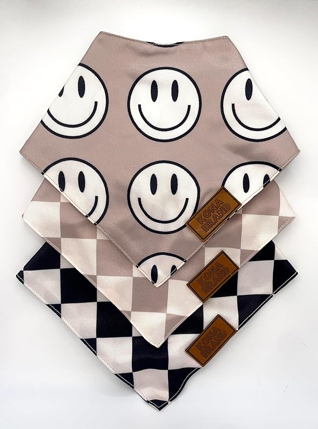 KonaBrandCo- Premium Handmade Dog Bandana | Dual Layered Silky Durable Polyester Fabric | Adjustable Fit Custom Shape- Won't Roll (Medium, OLLIE)