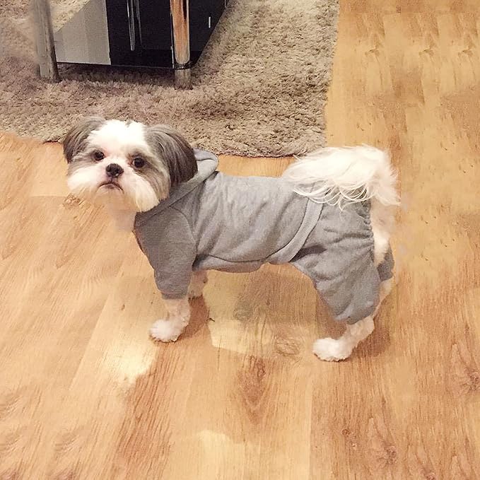 Dog Hoodie, Pet Jumpsuit Fleece Sweatshirt with Buttons, Dog Clothes, Dog Cold Weather Coats, Dog Pajamas, Winter Warm Cotton Puppy Hoodie 4 Legs Dog Clothes for Small Medium Large Dogs Cats Boy Girl