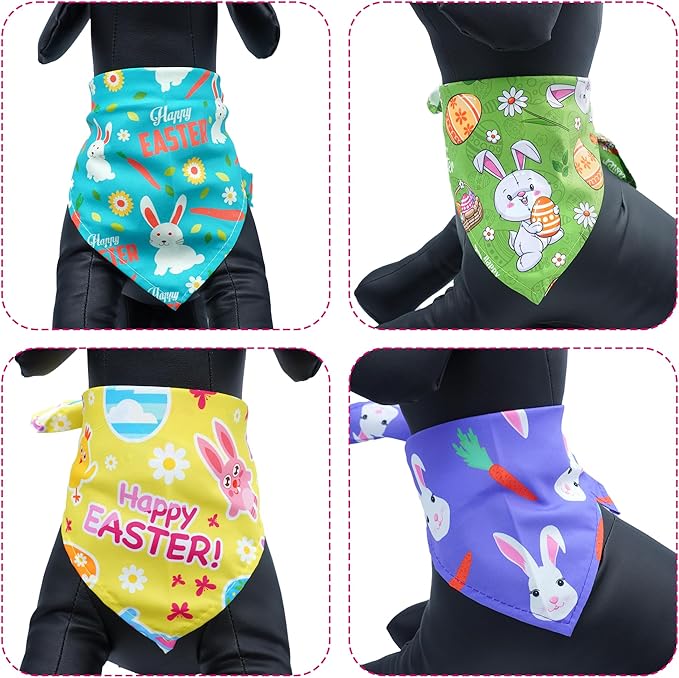 10PCS Easter Dog Bandanas for Medium Dogs Triangle Bibs Scarves Boys and Girls Grooming Accessorie