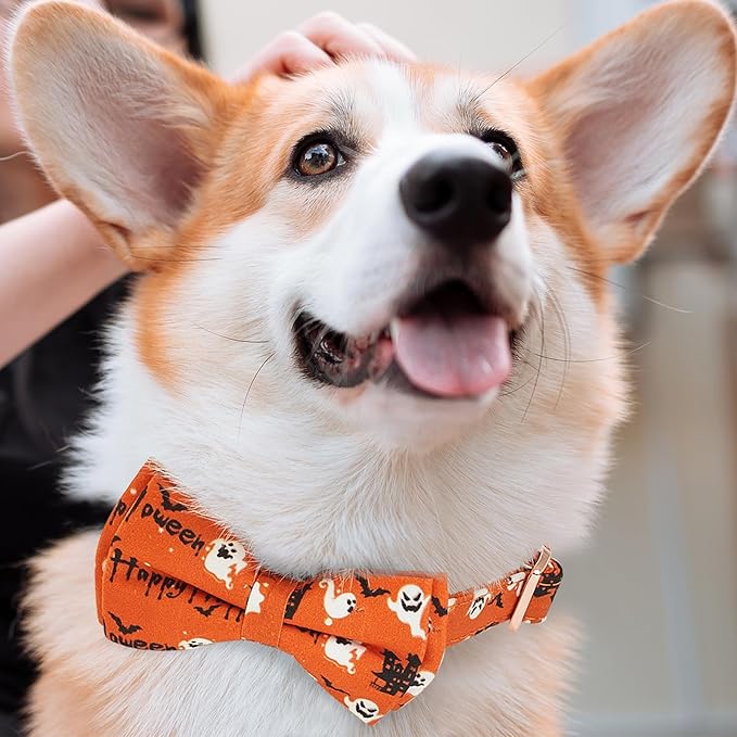 Adjustable Bow Tie Dog Collar Printed Cute Patterns Spring Summer Soft Pet Collars for Small Medium Large Dogs