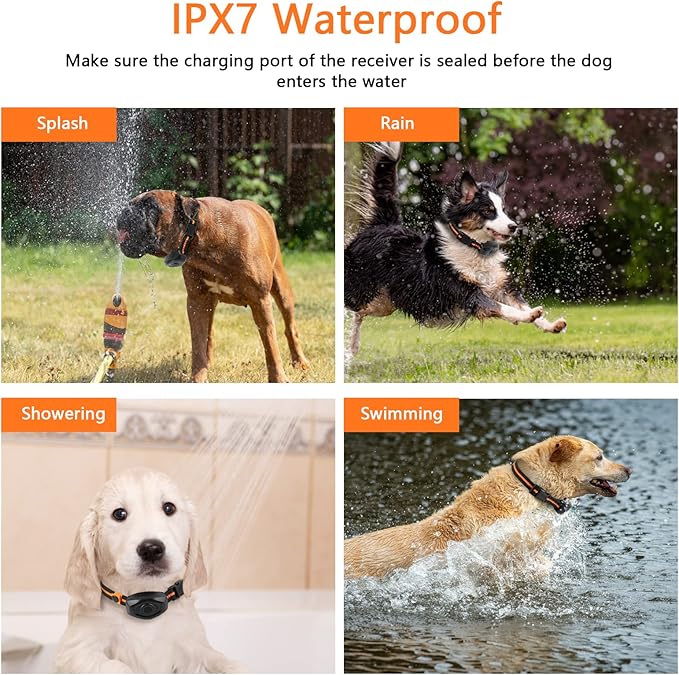 Dog Training Collar, IPX7 Waterproof Dog Shock Collar with Remote Range 1300ft, 3 Training Modes, Beep, Static, Vibration, Rechargeable Electric Training Collar for Small Medium Large Dogs
