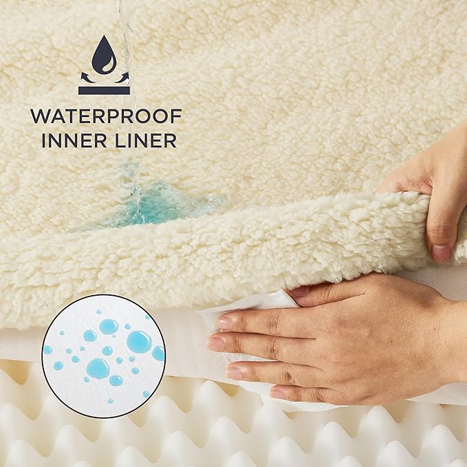 Bedsure Self Warming Dog Bed for Large Dogs - Orthopedic Waterproof Puppy Beds with Removable Washable Cover, Egg Crate Foam Pet Mat, Suitable for Pet Up to 65 lbs