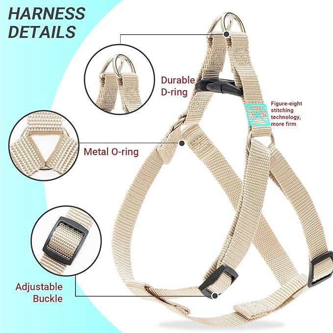 No Pull Dog Harness - Adjustable Step-in Harness & Leash Set for Small, Medium, Large Dogs - Escape Proof Soft Pet Harness for Walking, Training, Hiking, Outdoor Activities