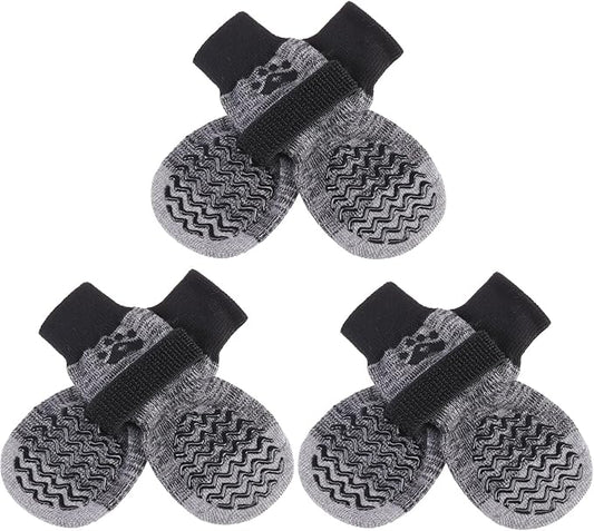 PUPTECK Non-Slip Dog Socks Double Sides Grips for Hardwood Floors Prevents Licking, Dog Shoes for Hot Pavement Booties for Senior Small Medium Large Dogs