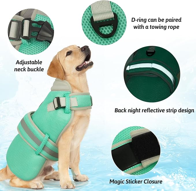 Dog Cooling Vest for Large Dogs,Lightweight Cooling Dog Jacket,Breathable Mesh Dogs Shirt Harness Vest with Adjustable Straps Reflective Stripe for Hot Weather with D-Ring for Beach,Hiking,XXL