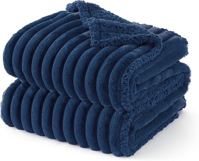 Bedsure Waterproof Dog Blankets for Medium Dogs - Soft Puppy Cat Blanket Corduroy Fleece Washable, Cozy Calming Reversible Furniture Protection for Pet Kitten Doggy,30"x40", Navy Blue