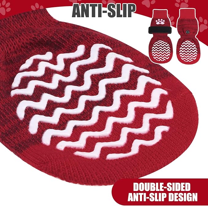 PUPTECK Non-Slip Dog Socks Double Sides Grips for Hardwood Floors Prevents Licking, Dog Shoes for Hot Pavement Booties for Senior Small Medium Large Dogs