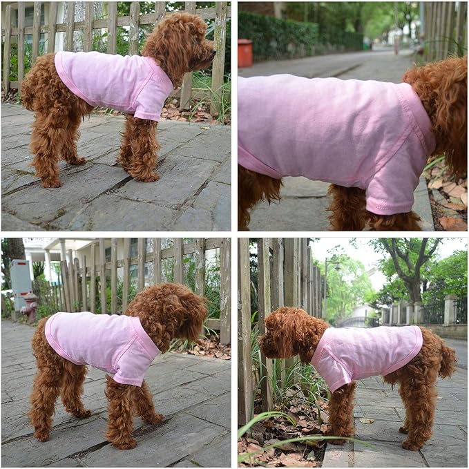 Lovelonglong Pet Clothing Dog Costumes Basic Blank T-Shirt Tee Shirts for Medium Small Dogs Pink XL