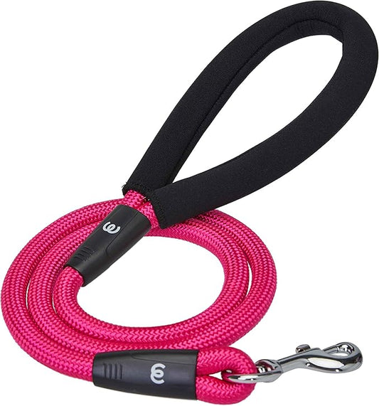 Blueberry Pet Essentials Dog Leash, Puppy Essentials, Strong Rope Dog Leashes for Large Dogs Heavy Duty, 4ft, Comfortable Neoprene Handle, French Pink, Eco-Friendly, Water & Dirt Resistant