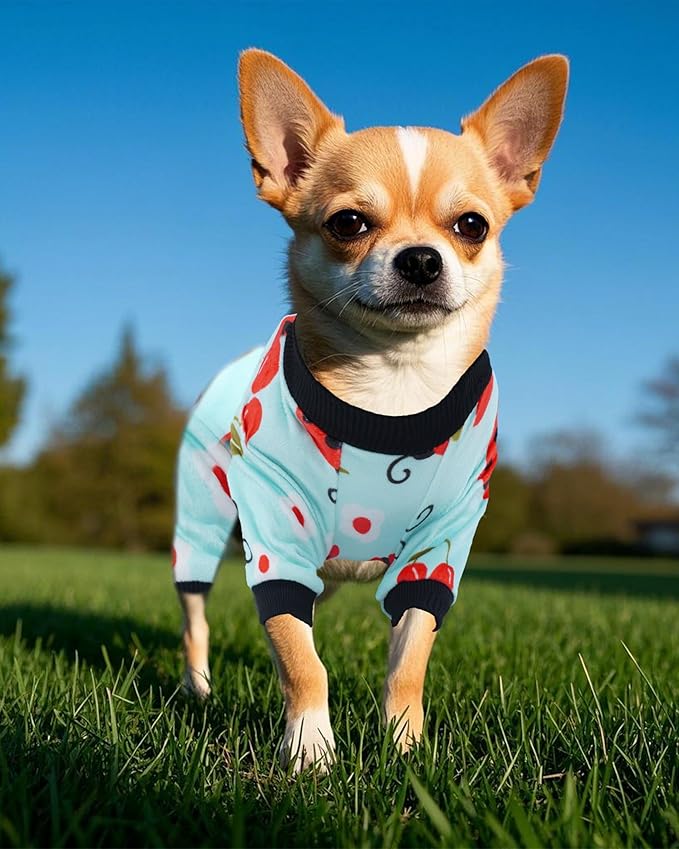 PET SHOW 4 Pack Small Dog Pajamas Spring Dog Clothes for Medium Dogs Girl Boy Soft Stretchy PJs Bee Ladybug Jumpsuit Puppy Cats Floral Onesies Outfits with Sleeve Pets Dachshund Costume(M, Spring)