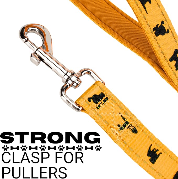 EcoBark Dog Leash - Soft & Reflective Comfort Training Leashes with Padded Handle - Strong Durable Heavy Duty - Training and Pulling for Small, Medium or Large Dogs (Yellow)