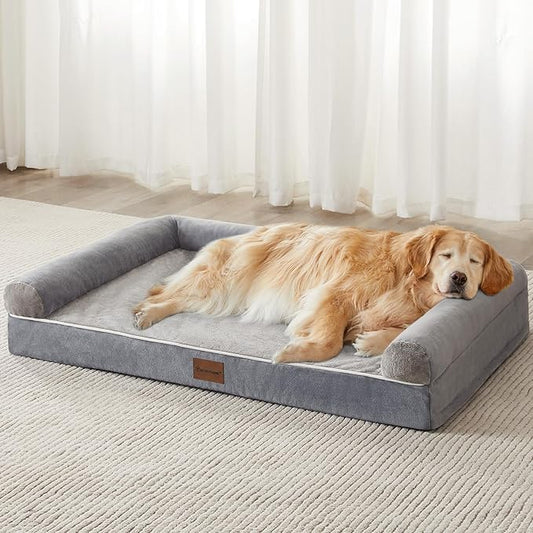 BFPETHOME Washable Dog Bed for Large Dogs, Orthopedic, Couch-style with Removable Washable Cover, Waterproof Lining and Non-slip Bottom, Egg-crate Foam Pet Bed