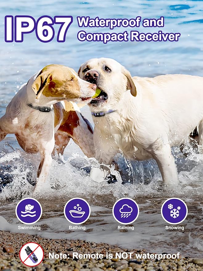 BOUSNIC Dog Shock Collar 2 Dogs (5-120Lbs) - 3300 ft Waterproof Training Collar for Dogs Large Medium Small with Rechargeable Remote, Beep (1-8) Vibration (1-16) and Humane Shock (1-99) Modes