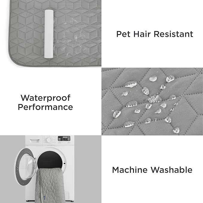 Bedsure 100% Waterproof Couch Cover for Dogs Washable - Non Slip Waterproof Dog Blanket for Bed, Lightweight Furniture Protector Durable for Pet Cat Puppy with Non-Slip Bottom, Grey, 82x120IN