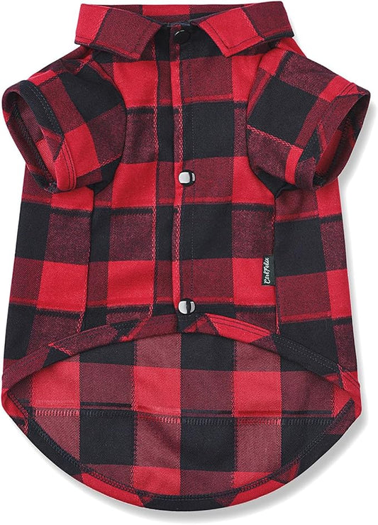 Dog Shirt Plaid Puppy Clothes for Small Medium Large Dogs Cats Boy Girl Kitten Soft Pet T-Shirt Breathable Tee Outfit Adorable Grid Apparel Halloween Thanksgiving [Red#1; 5XL]