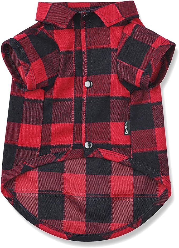 Dog Shirt Plaid Puppy Clothes for Small Medium Large Dogs Cats Boy Girl Kitten Soft Pet T-Shirt Breathable Tee Outfit Adorable Grid Apparel Halloween Thanksgiving [Red#1; 3XL]