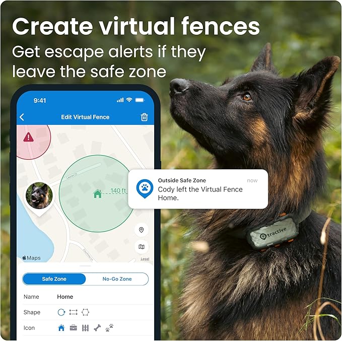Tractive XL GPS Dog Tracker (50 lbs+) | Real-time Pet Location Tracker | Health & Wellness Alerts | Virtual Fence for Dogs | Dog Collar Attachment (Adventure Edition)