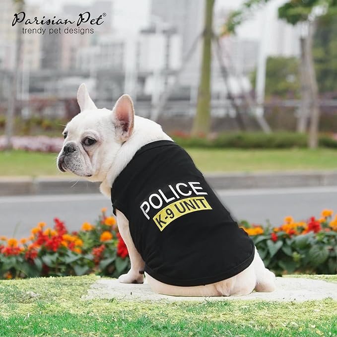 Parisian Pet Unisex Dog T-Shirt with Embroidered 'Police k-9 Unit' Dog Clothes - 100% Cotton, Dog Costume - Breathable Police Dog Vest - Machine Washable Dog Shirt for Large Dogs, 2XL