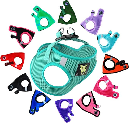 EcoBark Step in Dog Harness - Reflective Soft Luxurious Mesh Dog Harnesses for XXS, XS, Small, and Medium Dogs - Eco-Friendly Comfort Secure Halter No Pull Adjustable Pet Vest (Mint, Small)
