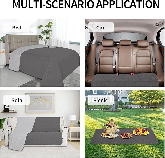 Easy-Going Waterproof Dog Bed Cover Reversible Leak Proof Pet Blanket Replacement Mat for Furniture Washable Couch Cover Sofa Cover for Dogs Cat(30x53 Inch, Gray/Light Gray)