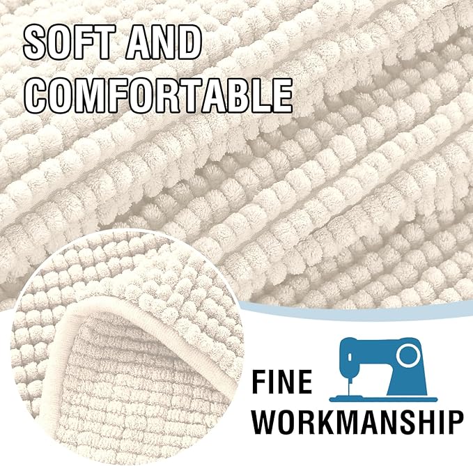 H.VERSAILTEX Plush Chenille Dog Bed Cover Thick Soft Sofa Cover for 3 Cushion Couch Anti Slip Couch Cover Furniture Protector for Dog, Pet, Cat (35" x 82", Ivory)