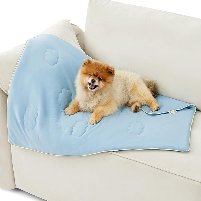 Lesure Premium Cooling Blankets for Small Dogs - Washable Dog Cooling Throw Blanket with Q-MAX>0.4，Durable Self Cooling Pet Mat for Cat, Soft Cooling Summer Blanket for Hot Weather, Blue, 25x35
